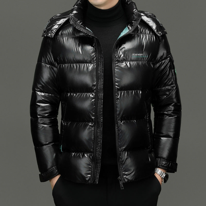 Insulating Men's Puffer Jacket - Hooded Quilted, Cotton Black 3D Changing Face Moving Picture Frame - Tophatter Daily Deals
