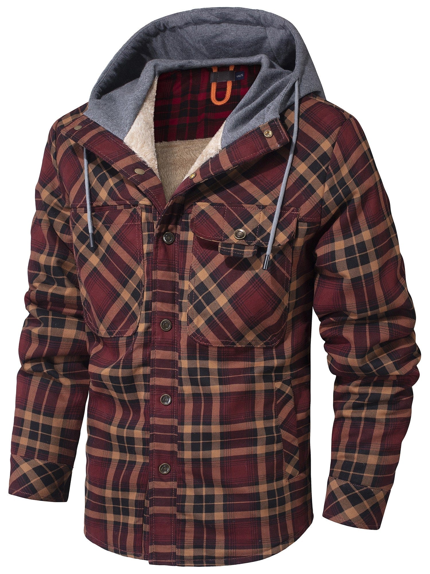 Insulating Cozy Mens Hoodie Jacket - Plaid Fleece Lined - Tophatter Daily Deals