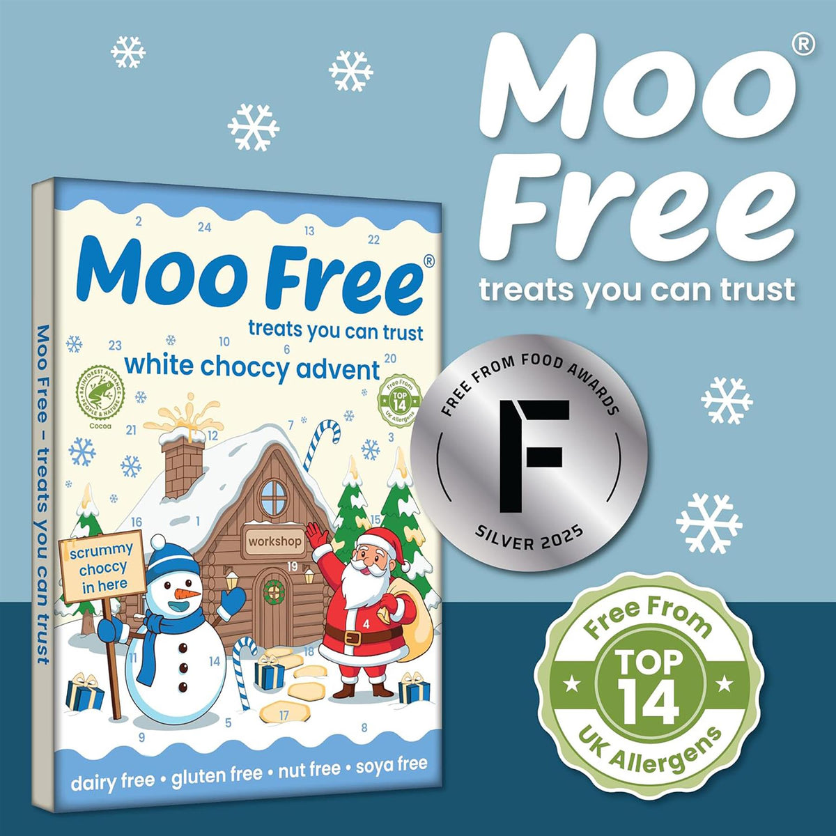 Moo Free Children's Dairy-Free White Chocolate Advent Calendar | Vegan & Gluten-Free 70g Advent Calendar - Tophatter Daily Deals