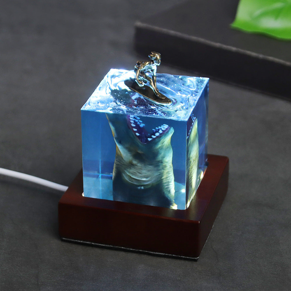 Ocean Shark Surfer Resin Night Light 0 - Tophatter Daily Deals