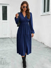 Surplice Neck Long Sleeve Midi Dress Casual Dresses - Tophatter Daily Deals