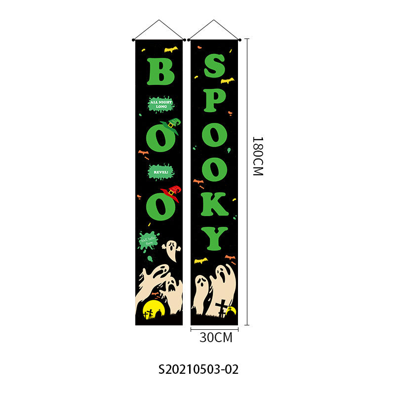Halloween Doorway Banners Pair Oxford Cloth 180x30cm 5 Style 3D Changing Face Moving Picture Frame - Tophatter Daily Deals