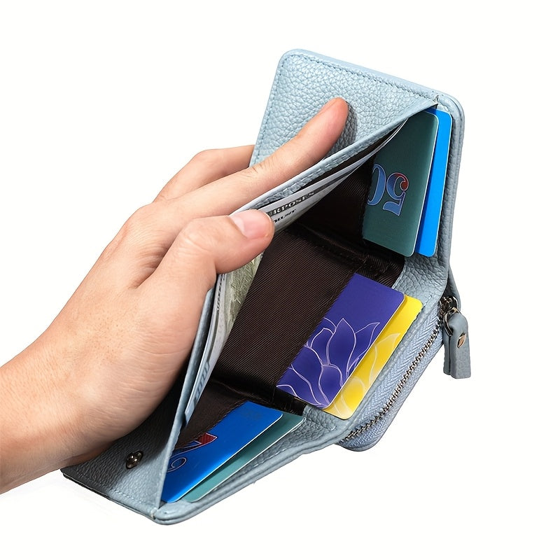 Small Pebbled Leather Trifold Wallet with Zip Coin Pocket Handbags & Wallets - Tophatter Daily Deals