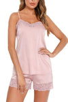 Lace Detail Cami and Shorts Lounge Set Loungewear Sets - Tophatter Daily Deals