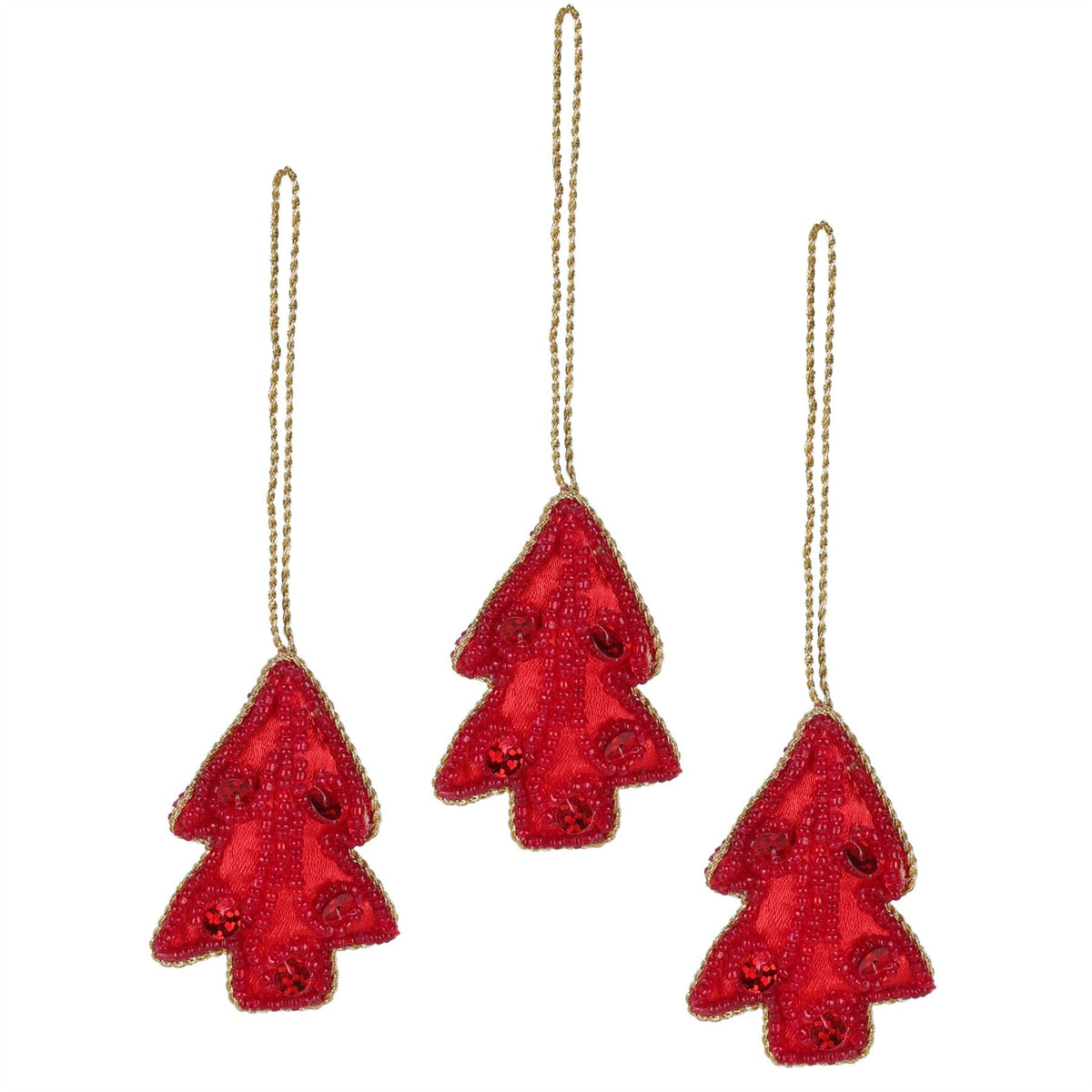 Set of 3 Christmas Tree Hanging Decorations | Red Tree Christmas Tree Baubles Baubles - Tophatter Daily Deals