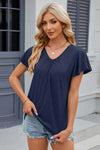 V-Neck Short Sleeve T-Shirt Navy Women's T-Shirts - Tophatter Daily Deals