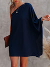 Single Shoulder Kimono Sleeve Mini Dress Casual Dresses - Tophatter Daily Deals