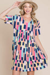 BOMBOM Ruched Color Block Short Sleeve Mini Dress Casual Dresses - Tophatter Daily Deals