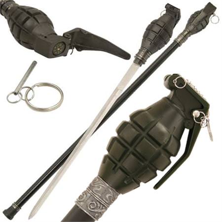 Big Bang Green Grenade Sword Cane - TOPHATTER'S ARMORY DEALS Collectible Weapons - Tophatter Daily Deals