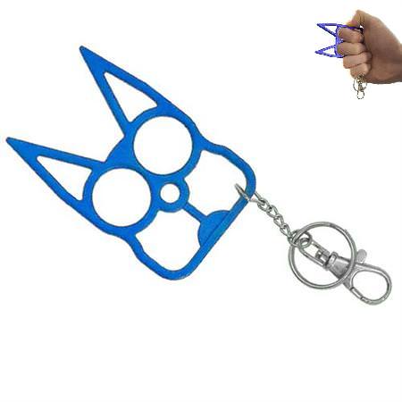 Cat Self Defense Knuckle Key Chain - Blue - TOPHATTER'S ARMORY DEALS Collectible Weapons - Tophatter Daily Deals