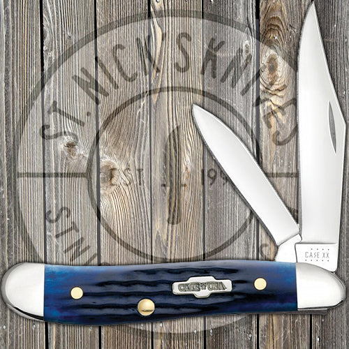 Case Peanut - Navy Blue Bone - Rogers Corn Cob Jig - 02802 Traditional Knives - Tophatter Daily Deals