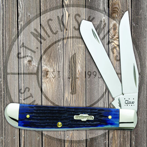 Case Mini Trapper - Blue Jigged Bone - 02838 Traditional Knives - Tophatter Daily Deals