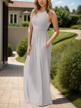 Full Size Grecian Neck Dress with Pockets Casual Dresses - Tophatter Daily Deals