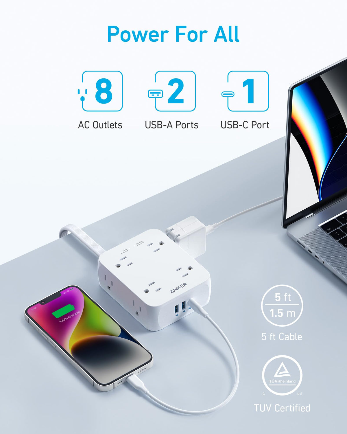 Anker 341 USB Power Strip Batteries & Power Accessories - Tophatter Daily Deals