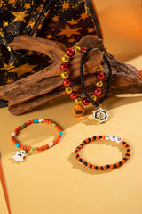 Orange 4pcs Halloween Ghost Spider Web Beaded Bracelet Set Bracelets - Tophatter Daily Deals