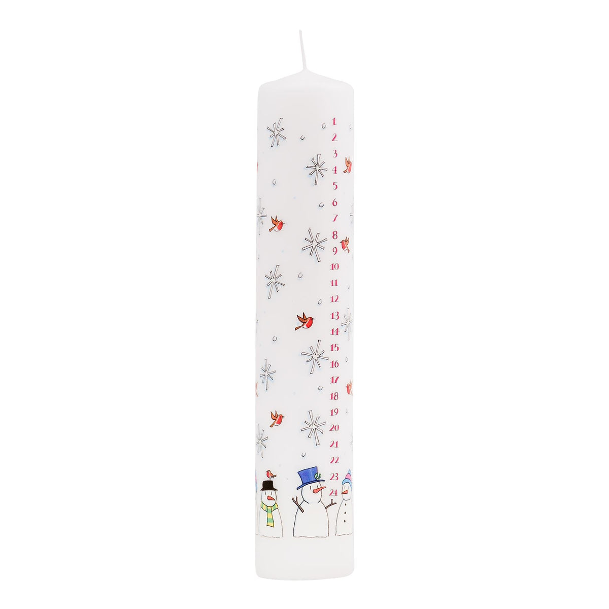 Traditional Countdown To Christmas Advent Dinner Pillar Candle - Snowman And Snowflake Design (Large Size) Advent Candle - Tophatter Daily Deals