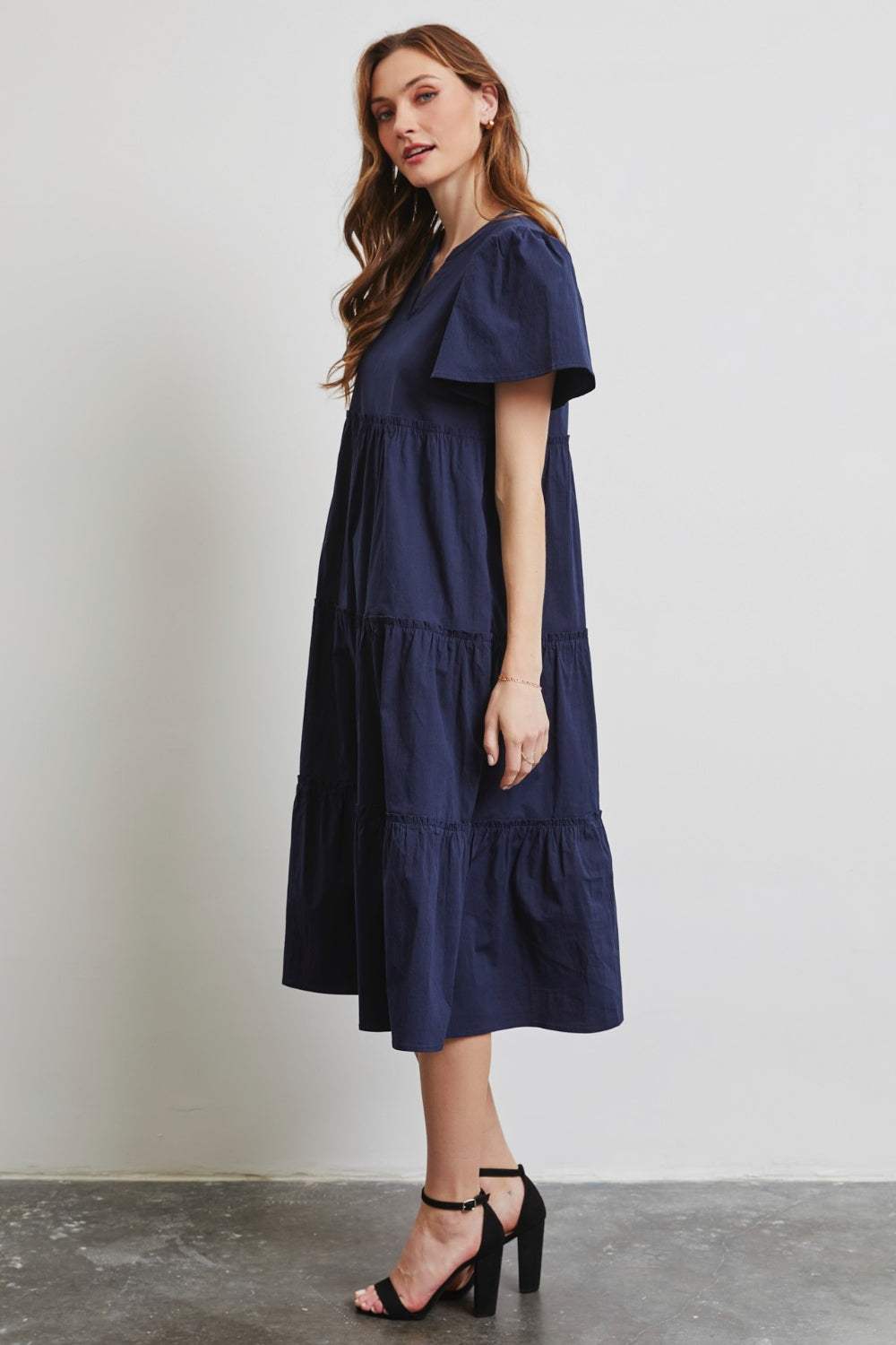 HEYSON Full Size Cotton Poplin Ruffled Tiered Midi Dress Casual Dresses - Tophatter Daily Deals