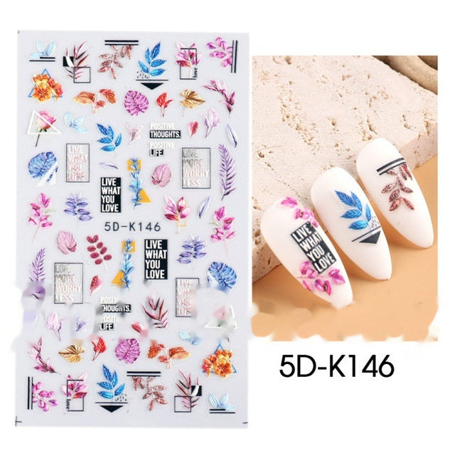 5D Three-dimensional Relief Nail Sticker D 0 - Tophatter Daily Deals