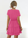 Ruffled Smocked V-Neck Tiered Dress Casual Dresses - Tophatter Daily Deals