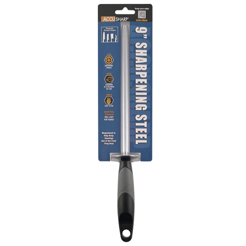 ACCUSHARP SHARPENING STEEL 9" - RUBBER GRIP - Tophatter's Army Deals KNIVES - Tophatter Daily Deals