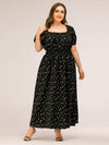 Plus Size Polka Dot Square Neck Dress Black Casual Dresses - Tophatter Daily Deals