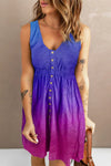 Buttoned Round Neck Sleeveless Mini Magic Dress Violet Casual Dresses - Tophatter Daily Deals