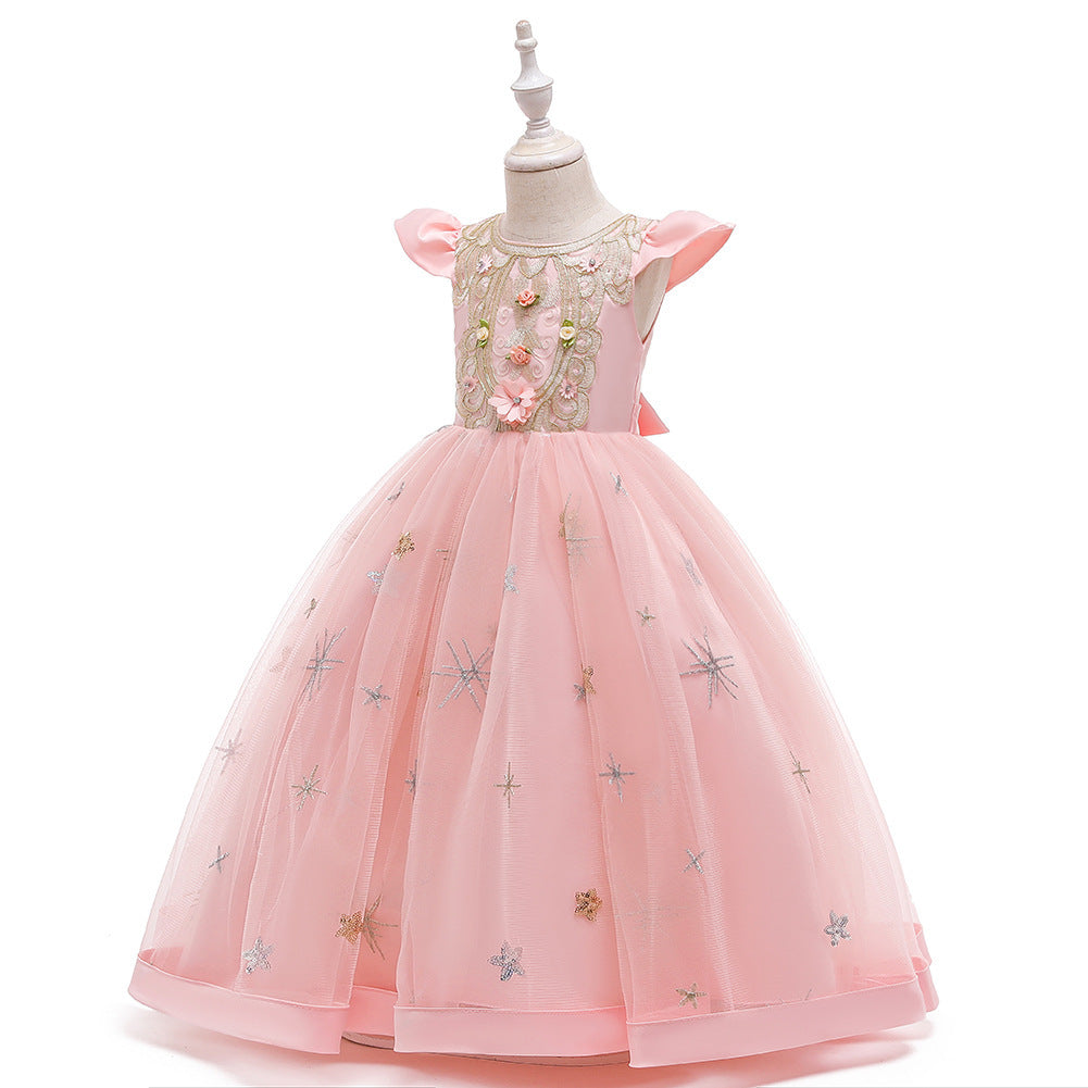 Banquet Evening Dress Girl Princess Tutu Little Host Performance Costume Pink 0 - Tophatter Daily Deals