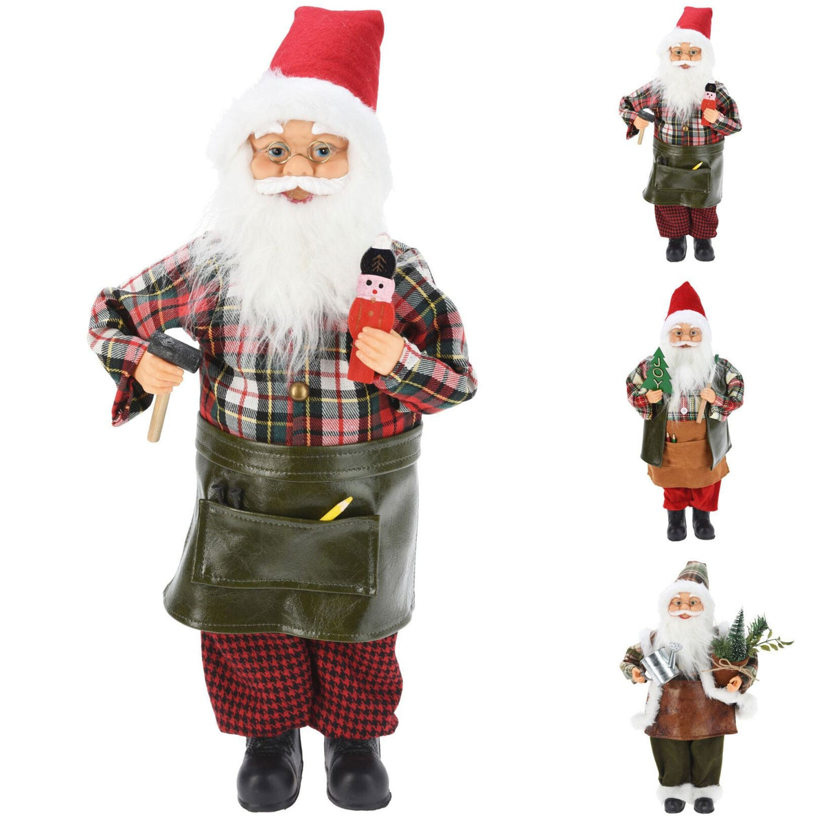 Workshop Standing Santa Figure | Traditional Father Christmas Ornament - 45cm Ornament - Tophatter Daily Deals