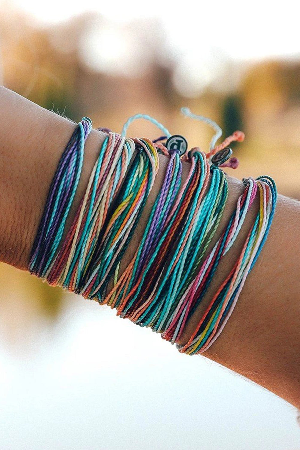 Multi Color Wax Rope Woven Bracelet Set Light Blue ONE SIZE resistance band Bracelets - Tophatter Daily Deals