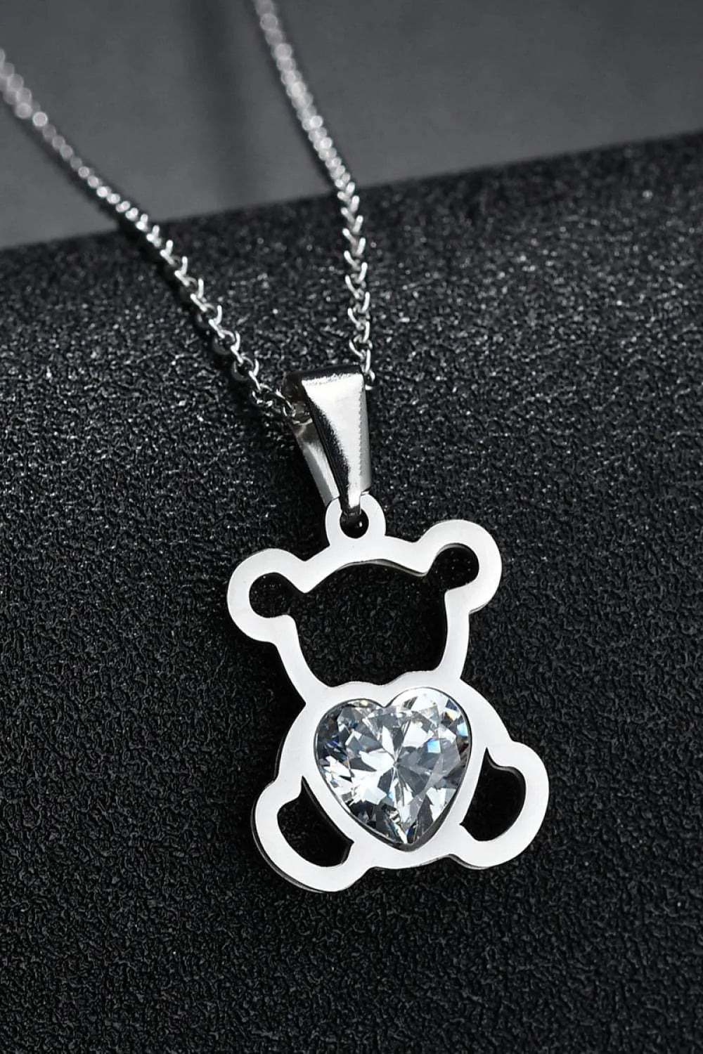 Bear Pendant Stainless Steel Necklace Silver One Size Necklaces - Tophatter Daily Deals
