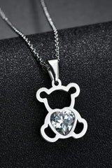 Bear Pendant Stainless Steel Necklace Silver One Size Necklaces - Tophatter Daily Deals