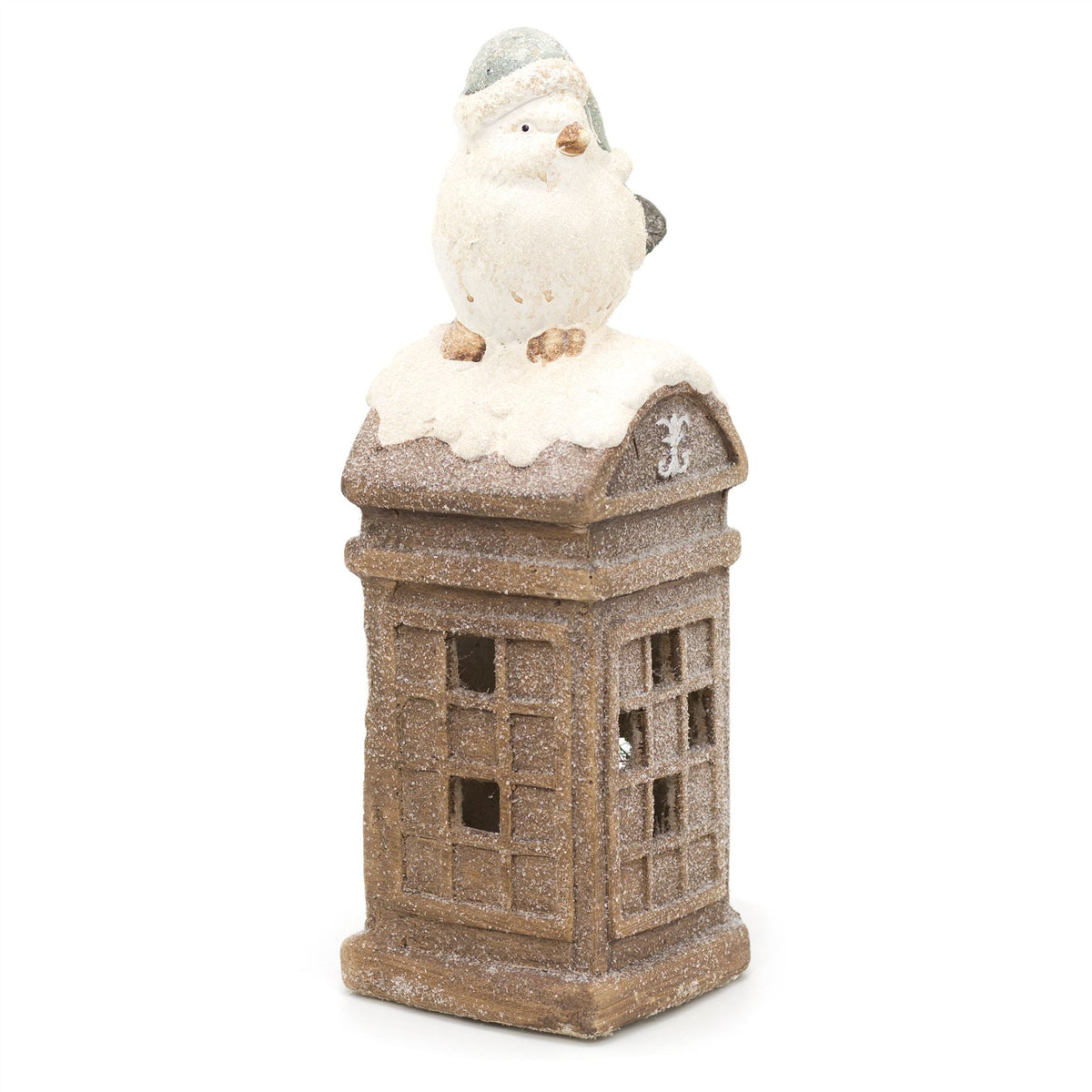 45cm LED Christmas Bird On Telephone Box Decoration | Light Up Festive Phone Box Ornament | Indoor Christmas Decorations Ornament - Tophatter Daily Deals