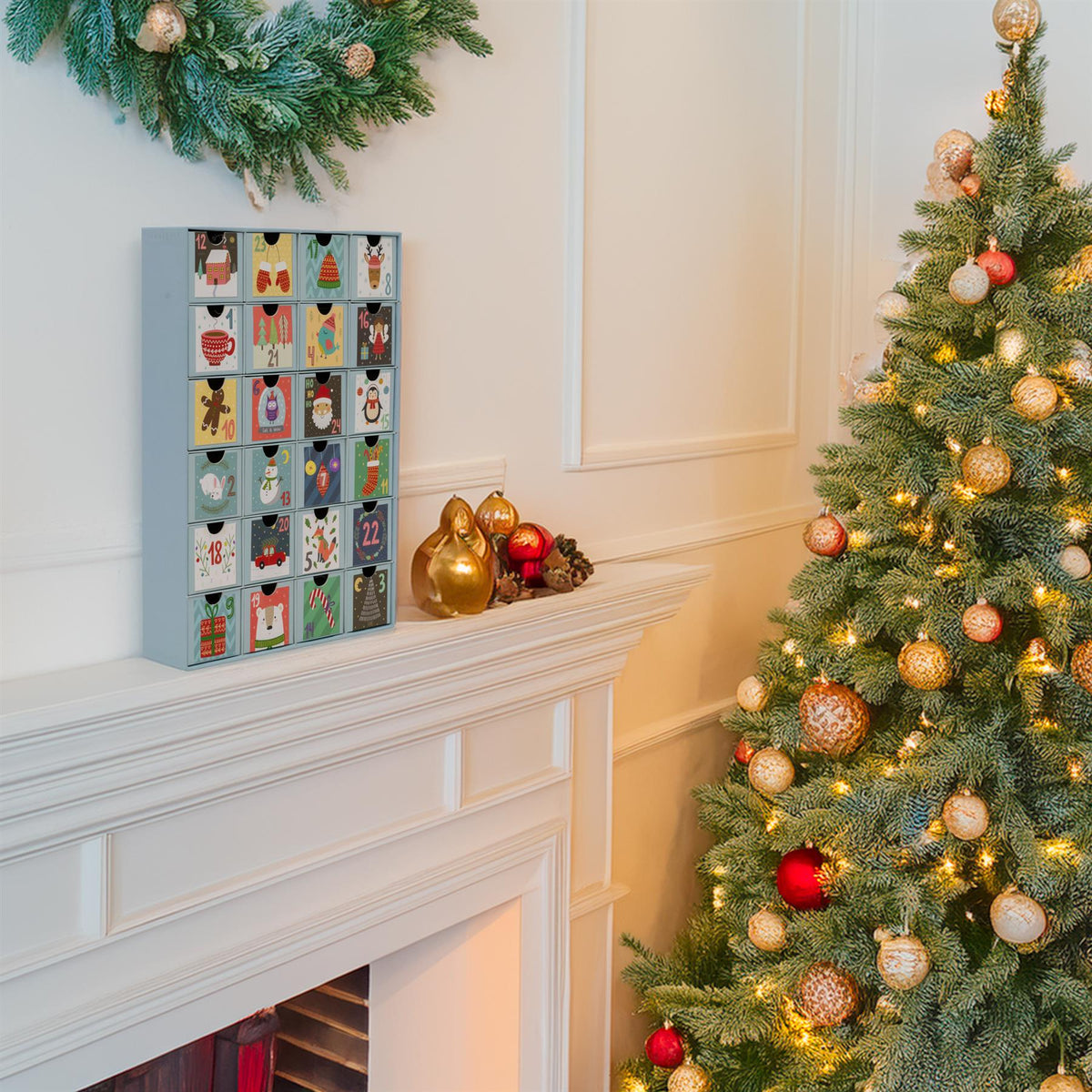Childrens Christmas Advent Calendar | 24-Drawer Fill-Your-Own Advent Calendar Advent Calendar - Tophatter Daily Deals