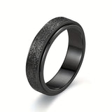 Stainless Steel Spinner Ring, Frosted Anxiety Fidget Band, 6 mm Black Rings - Tophatter Daily Deals