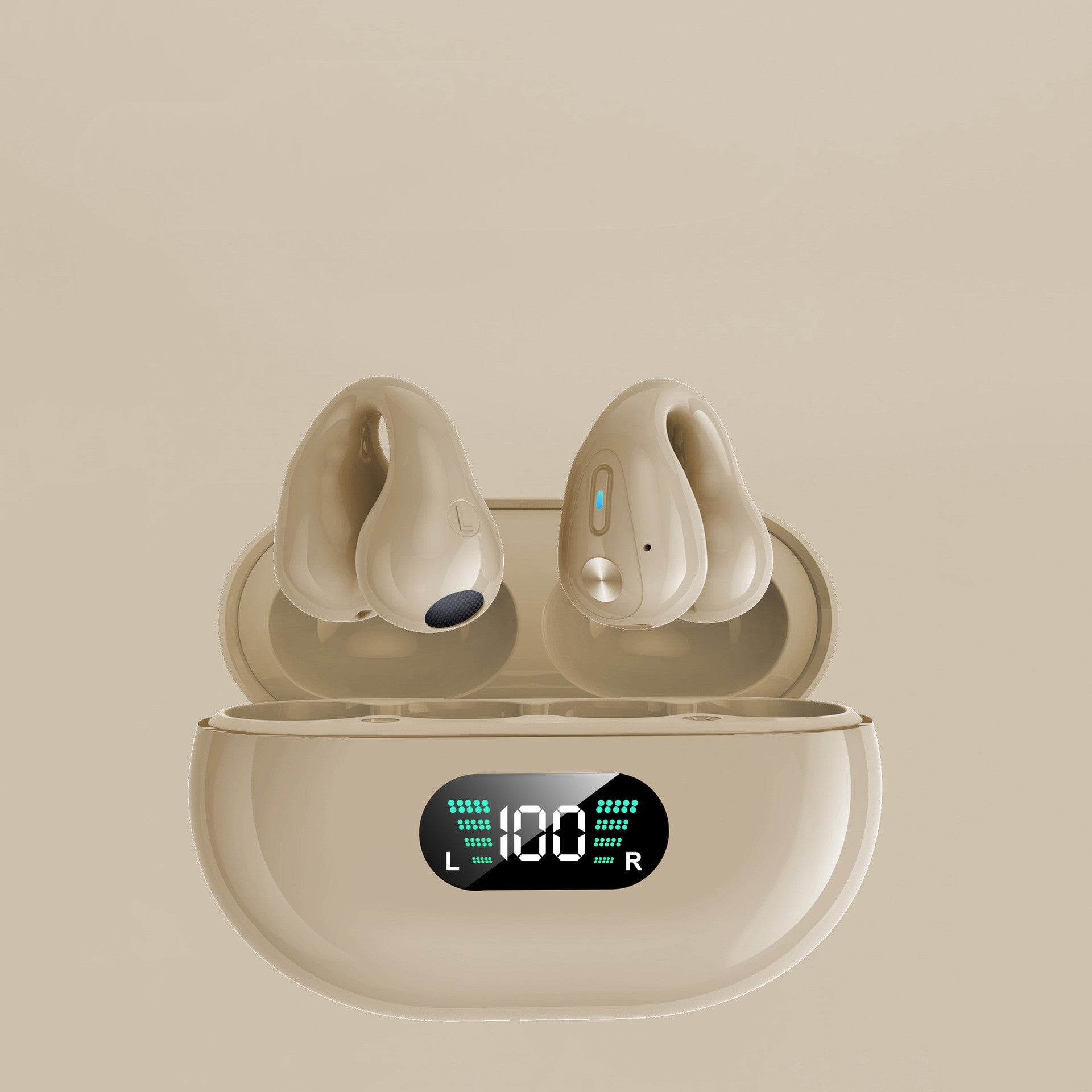 Bone Conduction Headphones TWS Earbuds Ear Clip Bluetooth 5.3 Touch Wireless Earphone In-Ear Bass HIFI Sports Headset Khaki 0 - Tophatter Daily Deals