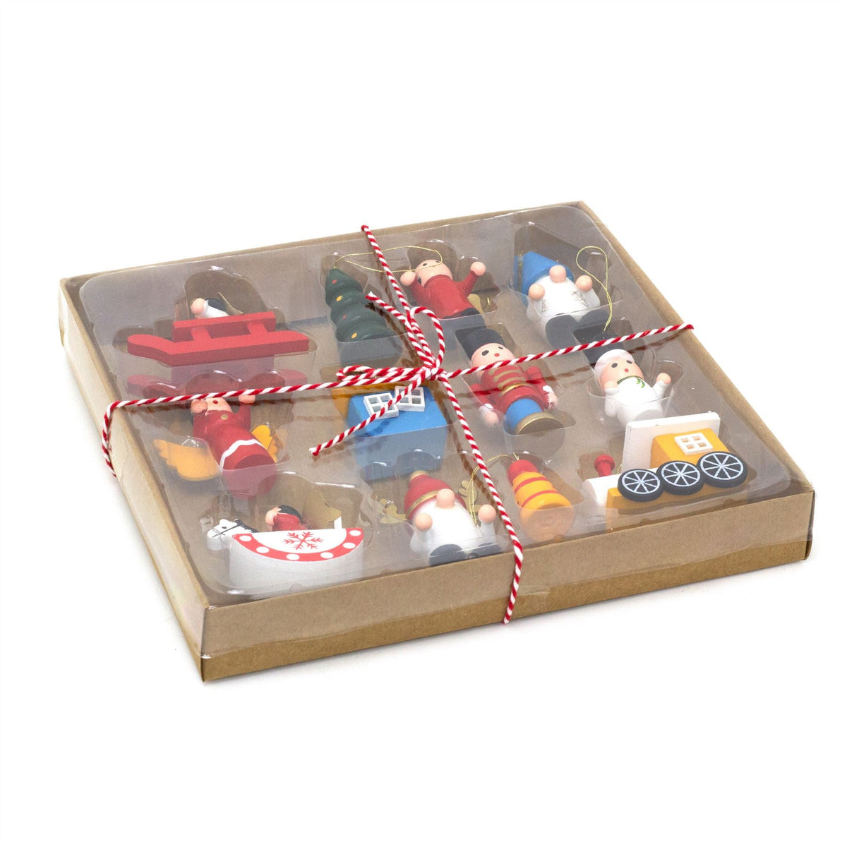 12-Piece Wooden Christmas Tree Ornaments | Traditional Tree Hanging Decorations Baubles - Tophatter Daily Deals