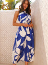 Printed Ruched One Shoulder Dress Royal Blue Casual Dresses - Tophatter Daily Deals