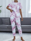 Tie-Dye Round Neck Top and Pants Lounge Set Blush Pink Loungewear Sets - Tophatter Daily Deals