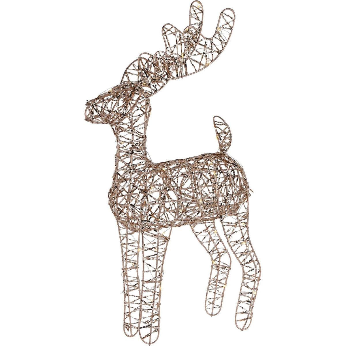 Gold LED Reindeer | Light-up Christmas Ornament in Gold Metal Wire - 40cm LED Light - Tophatter Daily Deals