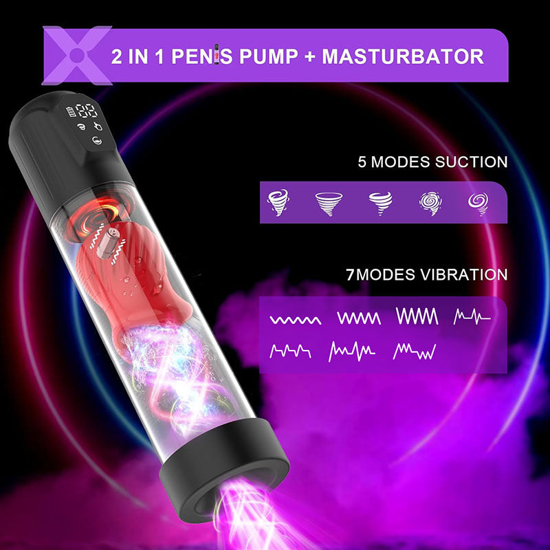 Alexander- 7 Vibrating & 5 Sucking Penis Pump Vacuum Suction Male Penis Extender Penis Pumps - Tophatter Daily Deals