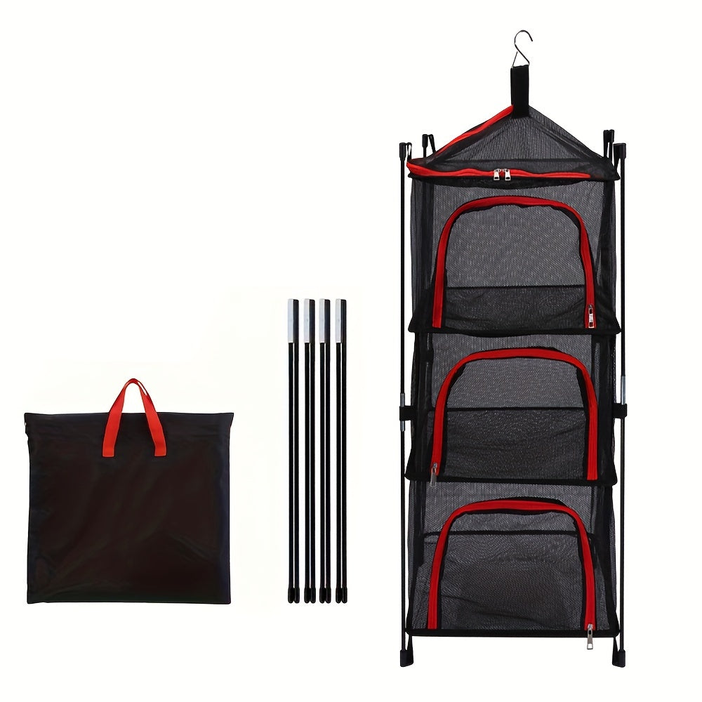 3-Tier Camping Storage Net Foldable Hanging Rack Camping & Hiking - Tophatter Daily Deals