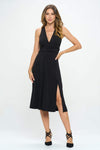 RENEE C Ruched Waist Sleeveless Slit Dress Black Casual Dresses - Tophatter Daily Deals