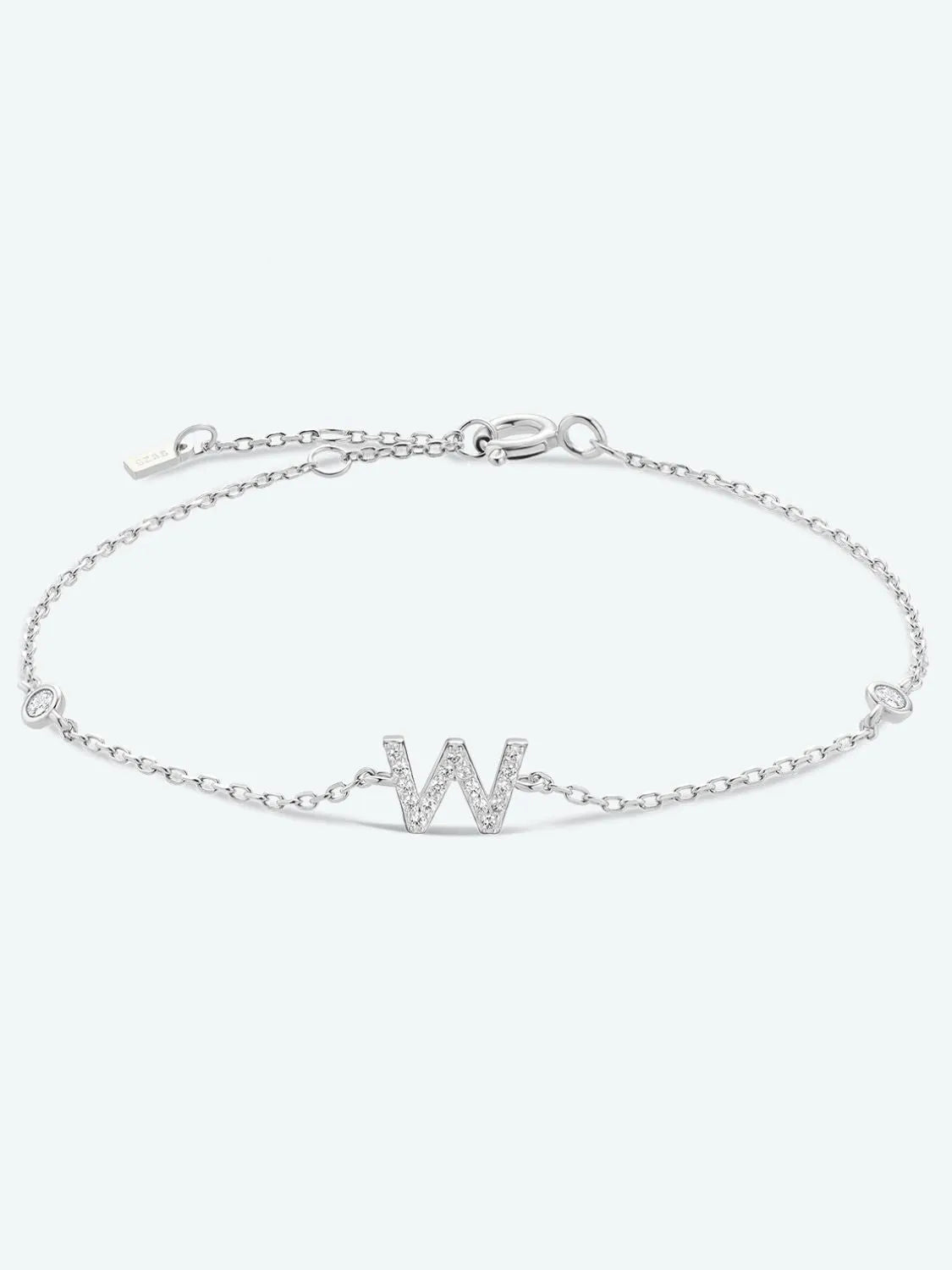 V To Z Zircon 925 Sterling Silver Bracelet W Silver One Size Bracelets - Tophatter Daily Deals