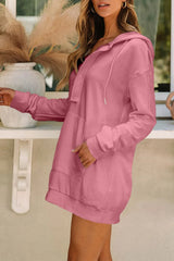 Drawstring Half Zip Hooded Dress Casual Dresses - Tophatter Daily Deals