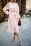 Swiss Dot Tie Waist Dress Blush Pink Casual Dresses - Tophatter Daily Deals