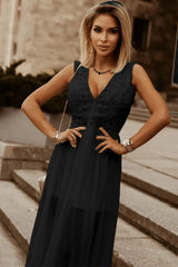 Slit Lace Detail V-Neck Dress Casual Dresses - Tophatter Daily Deals