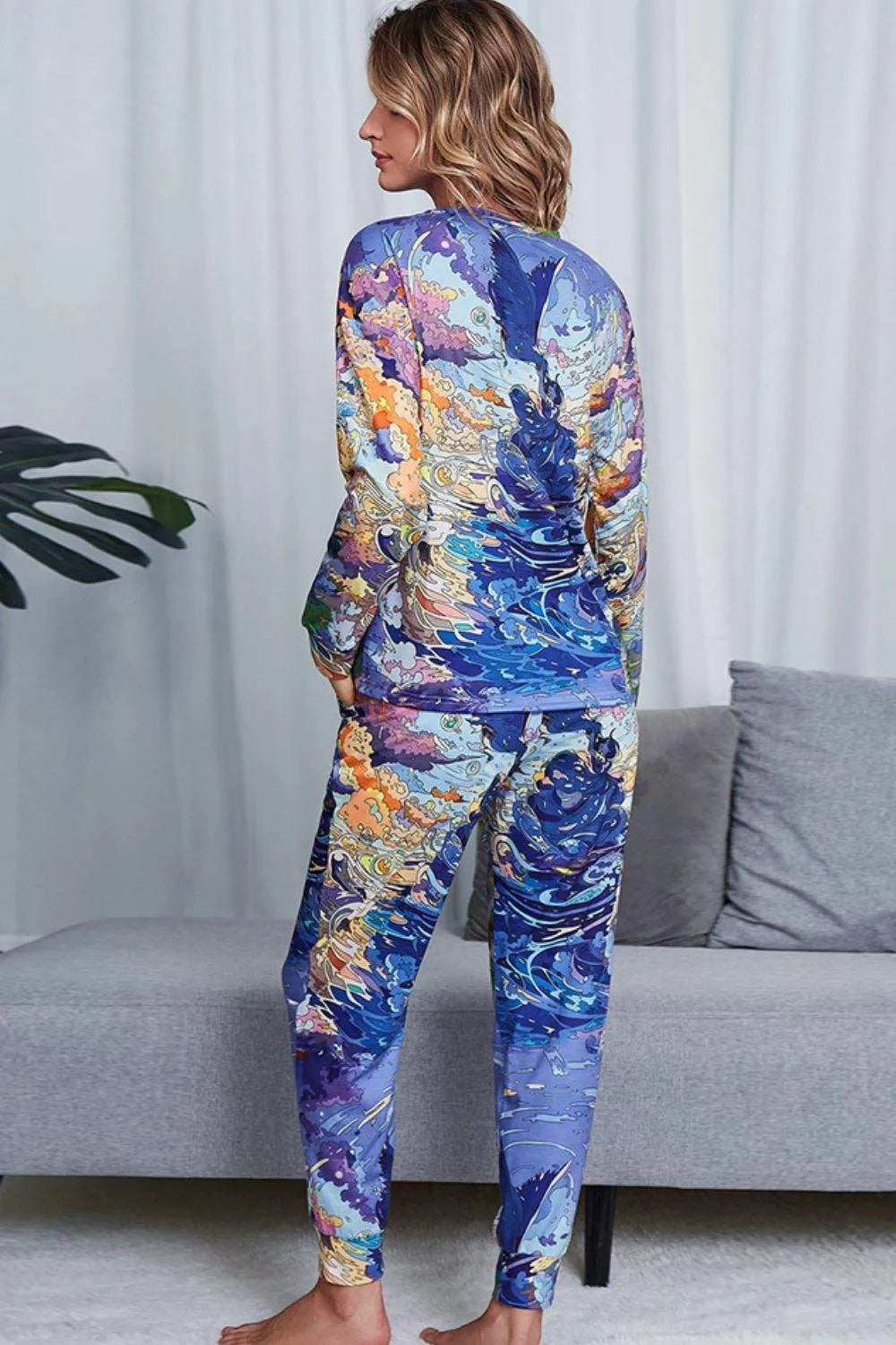Tie-Dye Crewneck Top and Drawstring Waist Joggers Lounge Set Loungewear Sets - Tophatter Daily Deals