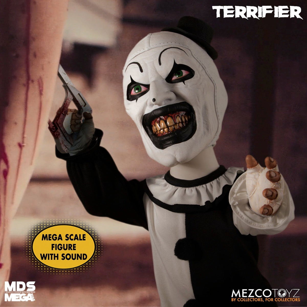 Terrifier Art The Clown 15" Mezco Designer Series Mega Scale with Sound Collectible Figure - Tophatter Daily Deals