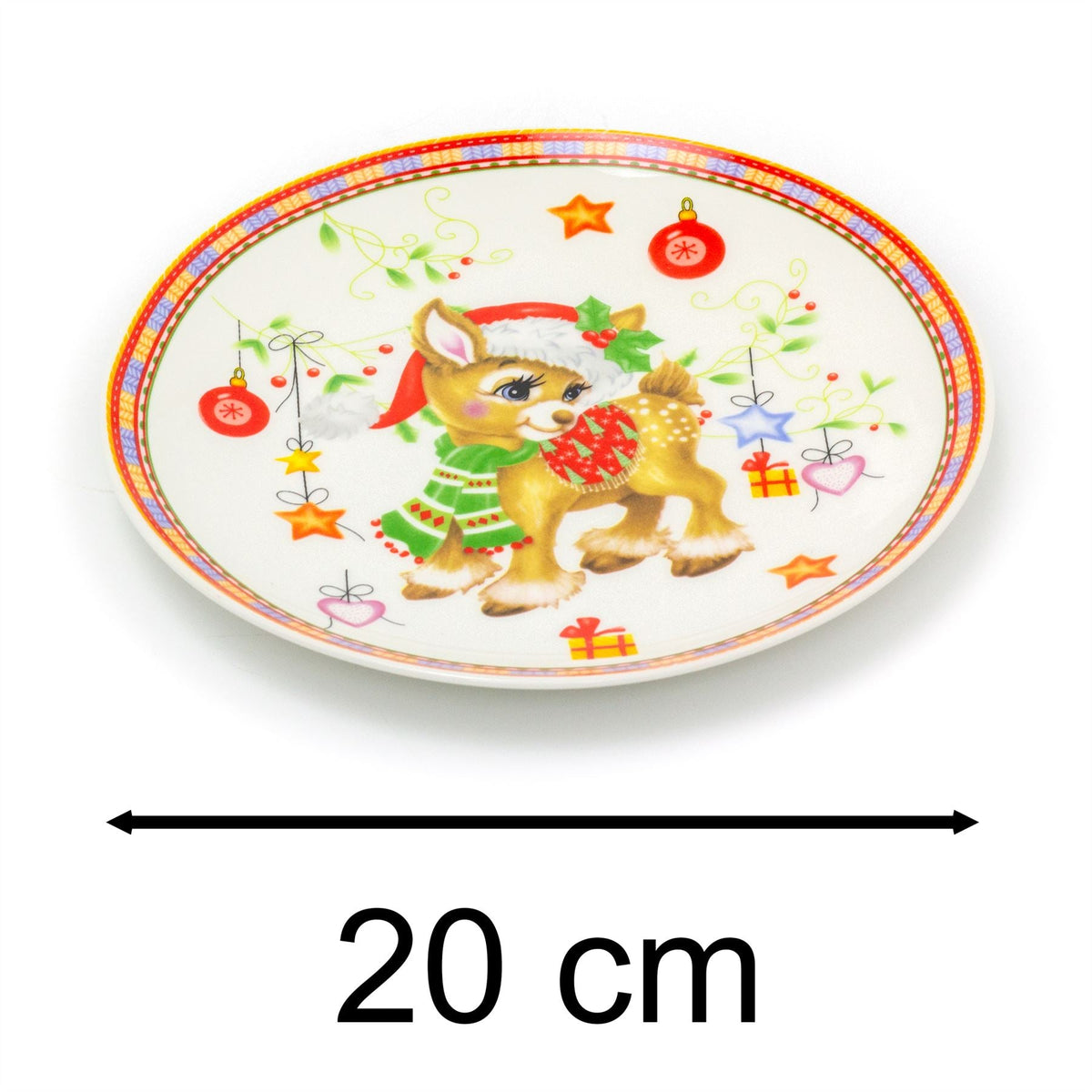 Round Ceramic Christmas Plate | Festive Serving Dish Christmas Snack Plate 20cm Plate - Tophatter Daily Deals