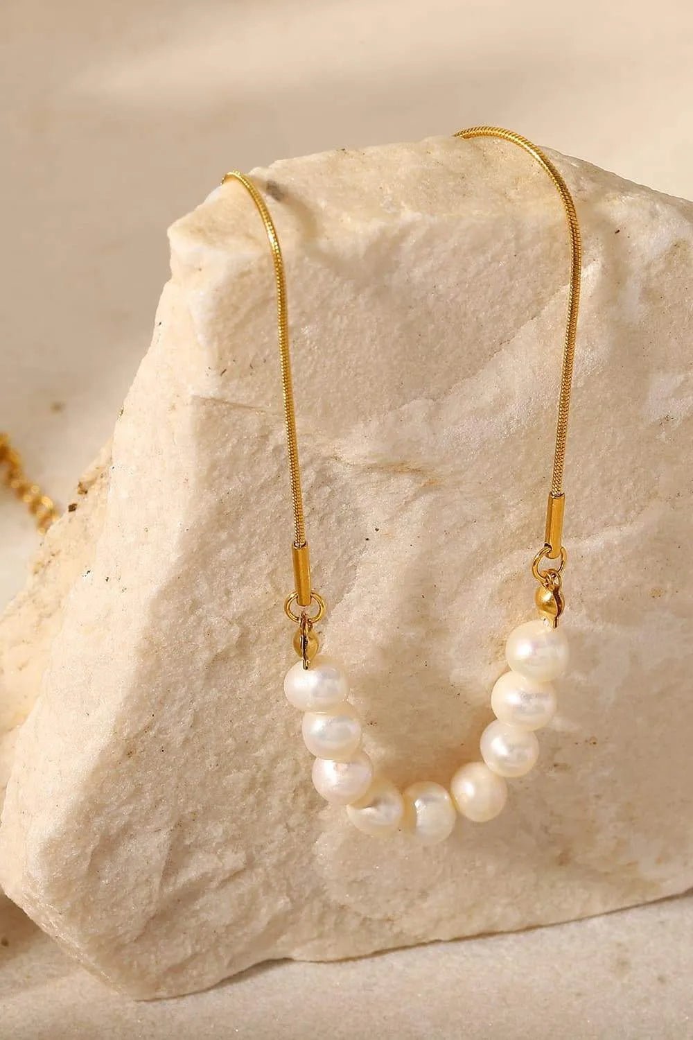 18K Gold-Plated Freshwater Pearl Necklace Necklaces - Tophatter Daily Deals
